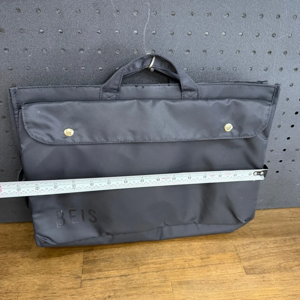 BEIS Tote Insert Organizer Women Black Nylon Travel Laptop Bag